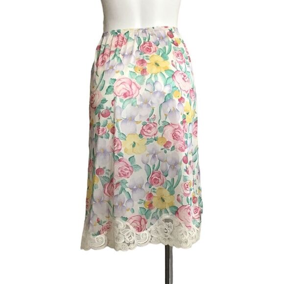 Vanity Fair Pink Midi Slip Vintage Made In U.S.A Rose Print Size Small - Picture 2 of 8